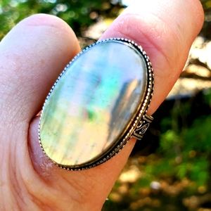 New Oversized Pearl 925 Silver Statement Ring.